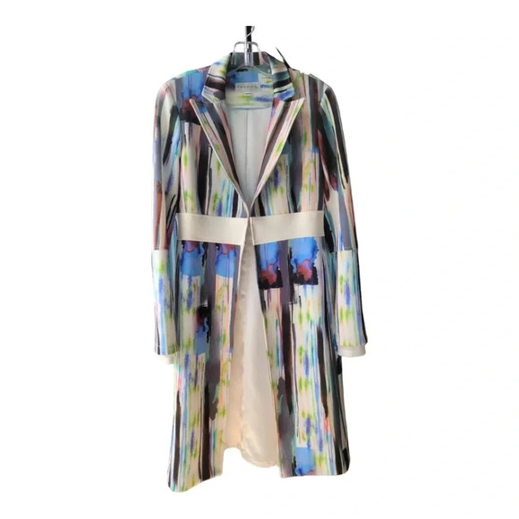 Freda's Jackets & Blazers - Vintage Freda's Colorful Coat Flowing Long Sleeves Hook Closure XS Blue Green